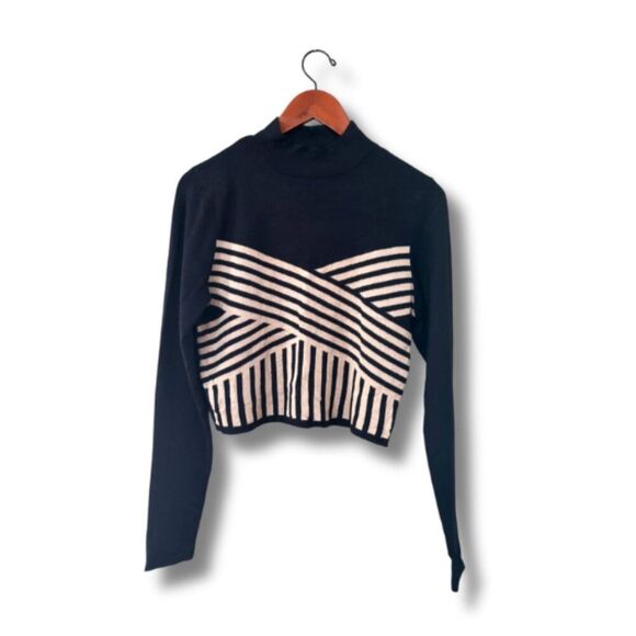 Derek Heart Black & Tan Geometric Striped Midi Pencil Skirt Set Size L - Picture 2 of 9